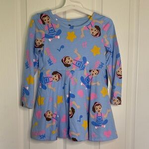 Light Blue Girls' Cartoon Character Skater Dress